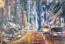 Nowy Jork nocą V Olej na płotnie  Format 50 x 70 cm.  800 zł.